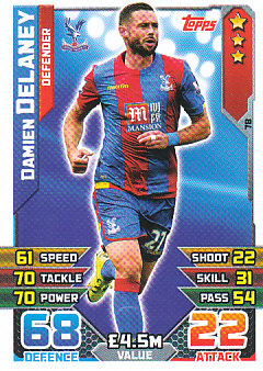 Damien Delaney Crystal Palace 2015/16 Topps Match Attax #78